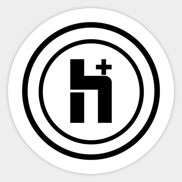 H Plus 2 (small) Sticker by TranshumanTees